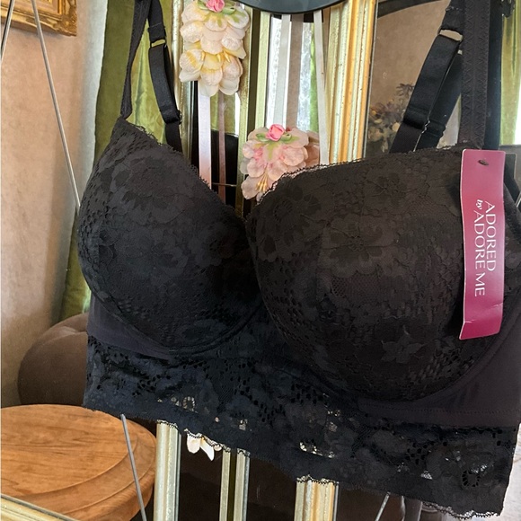 Adored by Adore Me Payal Longline Underwire Floral Lace Demi Cup Bra 40DD - Picture 3 of 11